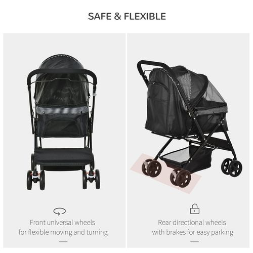 PawHut Foldable Dog Stroller with Reversible Handle - Travel in Style!