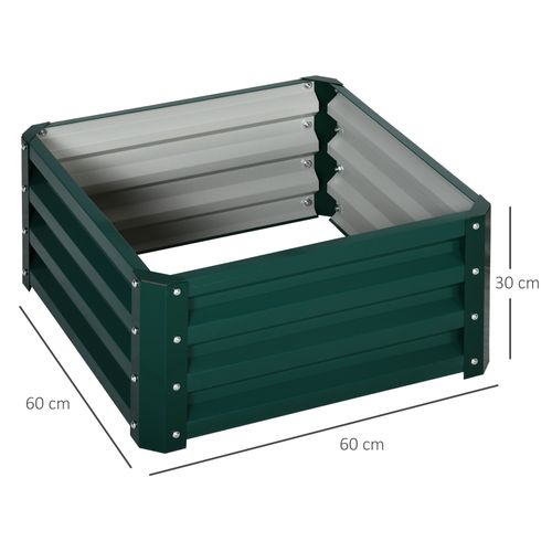 Outsunny Set of 2 Raised Garden Bed Galvanised Planter Box Easy Setup Green