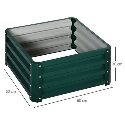 Outsunny Set of 2 Raised Garden Bed Galvanised Planter Box Easy Setup Green