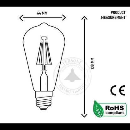 5-Pack Dimmable Vintage E27 LED Bulbs - Warm White 2700K Ambiance Lighting