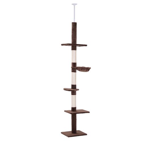 PawHut 5-Tier Floor-to-Ceiling Cat Tree - Ultimate Climbing & Play Station!