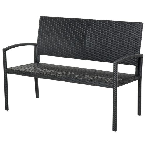 Outsunny Stylish Black Rattan 2-Seater Garden Bench - Perfect for Relaxing Outdoors