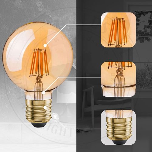 Vintage Edison LED Light Bulb 5-Pack, G95 8W E27 - Antique Charm & Modern Efficiency