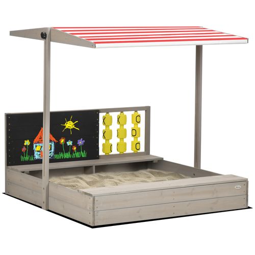 Outsunny Kids Sandbox with Canopy & Seats - Perfect Garden Play Area