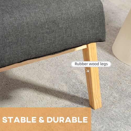 Modern Retro Upholstered Armchair with Rubber Wood Legs - Dark Grey Comfort