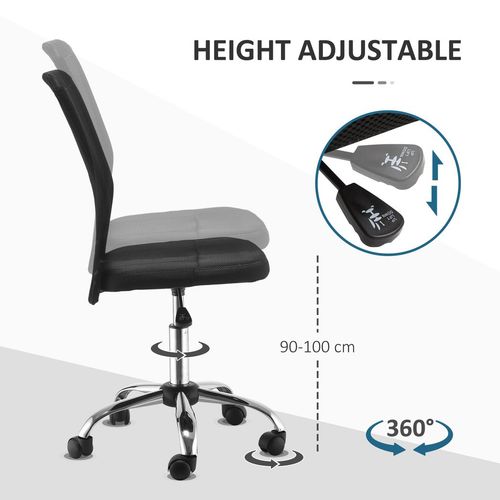 Ergonomic Armless Office Chair with Mesh Back & Adjustable Height - 5 Wheels