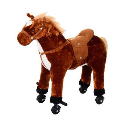 Galloping Plush Pony Ride-On: Interactive Horse Toy with Sounds & Wheels