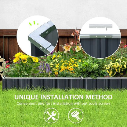 Metal Raised Garden Bed Steel Planter Box A Pairs of Glove 258cmx90cm