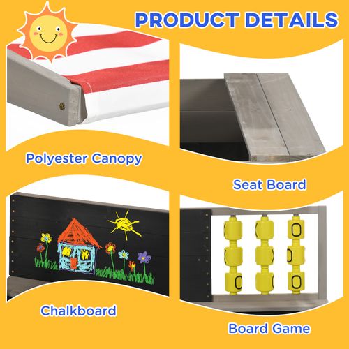 Outsunny Kids Sandbox with Canopy & Seats - Perfect Garden Play Area