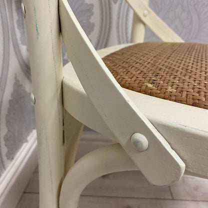 Elegant White French Cross Back Chair - Stackable & Easy to Clean!