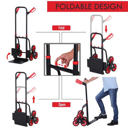 Durhand 6-Wheel Stair Climbing Trolley - Heavy-Duty Folding Hand Cart