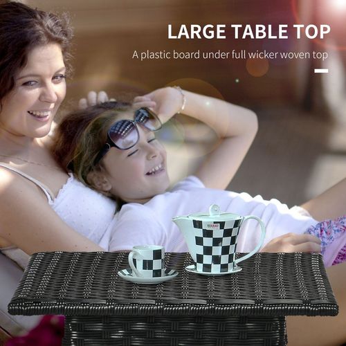 Durable PE Rattan Outdoor Coffee Table for Patio & Garden - Sleek Black Design