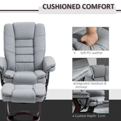 Luxurious Grey Swivel Recliner with Footrest - Comfort Meets Style