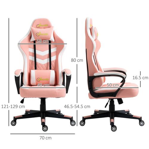 Vinsetto Pink Racing Gaming Chair: Ergonomic Comfort & Style with Lumbar Support