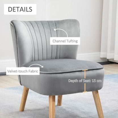 Chic Velvet Accent Chair & Ottoman Set - Stylish Comfort in Light Grey