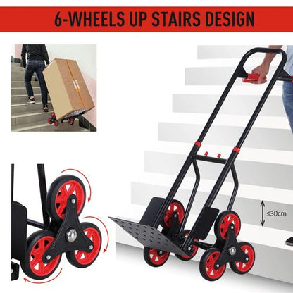 Durhand 6-Wheel Stair Climbing Trolley - Heavy-Duty Folding Hand Cart