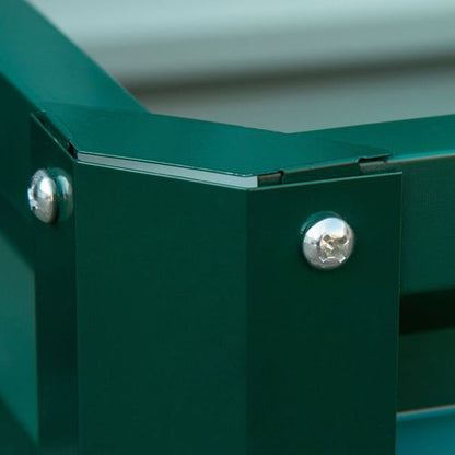 Outsunny Set of 2 Raised Garden Bed Galvanised Planter Box Easy Setup Green