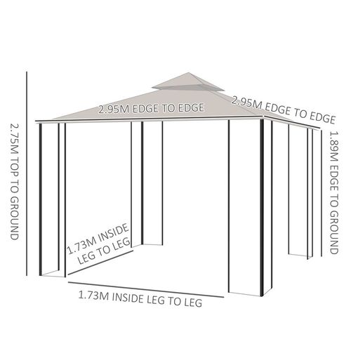 Stylish 3x3m Metal Gazebo: Waterproof, UV-Resistant & Perfect for Gatherings