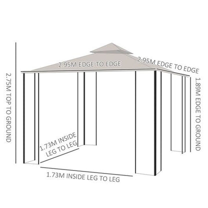Stylish 3x3m Metal Gazebo: Waterproof, UV-Resistant & Perfect for Gatherings