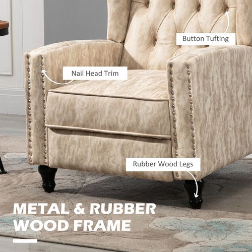 Vintage Chic Manual Reclining Armchair with Footrest - Retro Beige Elegance