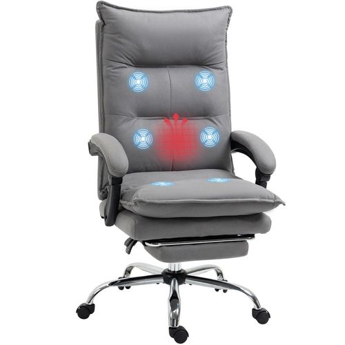Vinsetto Heated Vibration Massage Office Chair with Footrest - Grey Comfort
