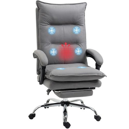 Vinsetto Heated Vibration Massage Office Chair with Footrest - Grey Comfort
