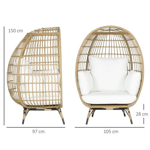 Outsunny Egg Chair: Cozy Khaki Rattan Relaxation Haven for Your Garden