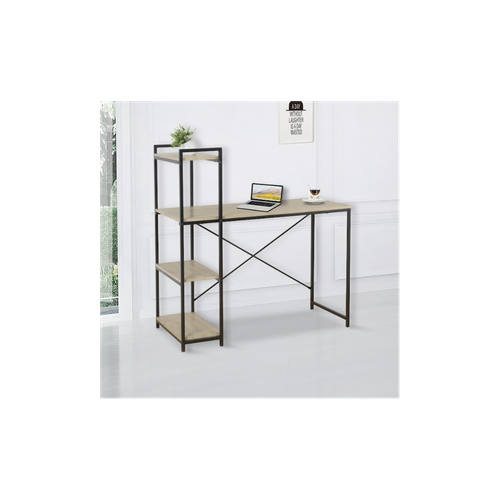 Elegant TAVOLO Home Study Desk with Dual Side Shelves - Sonoma Oak Finish