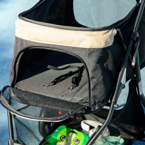 PawHut Khaki Pet Stroller: Ultimate Comfort for XS Dogs & Cats with Rain Cover