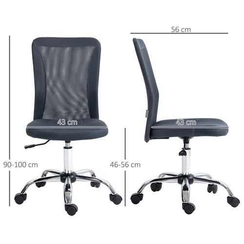 Vinsetto Armless Mesh Office Chair - Height Adjustable, Dark Grey Comfort