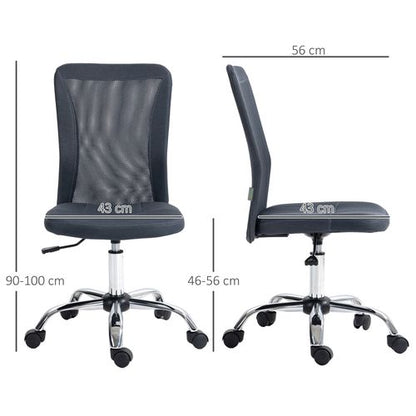 Vinsetto Armless Mesh Office Chair - Height Adjustable, Dark Grey Comfort