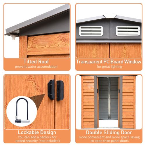 Stylish 6x5ft Outdoor Metal Garden Shed for Tools & Equipment Storage