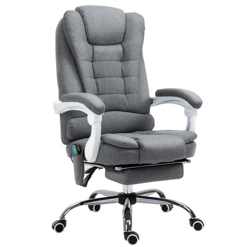 Vintage Heated Massage Office Chair with 6 Vibration Points - Grey Comfort