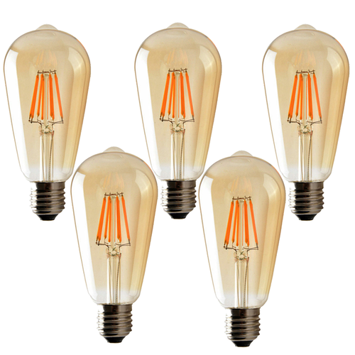 5-Pack Dimmable Vintage E27 LED Bulbs - Warm White 2700K Ambiance Lighting