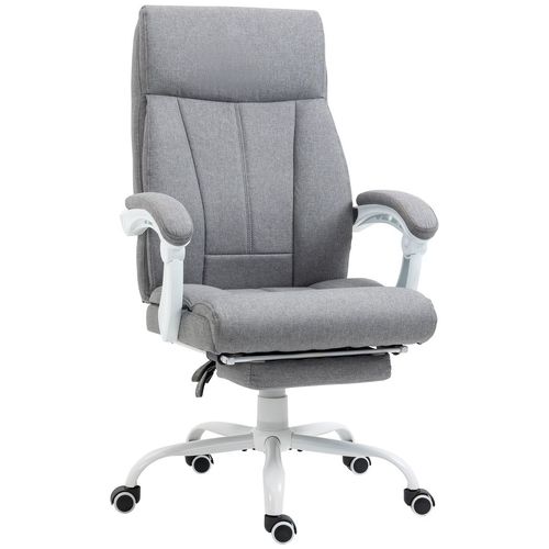Vinsetto Grey Fabric Office Chair with Armrest, Footrest, and Wheels