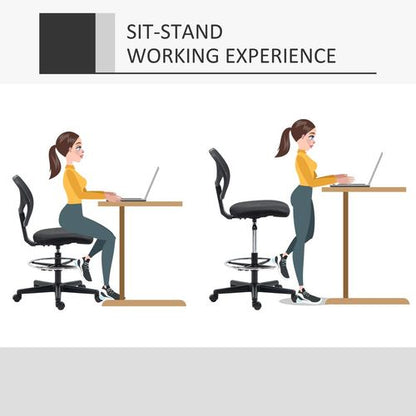 Vinsetto Adjustable Draughtsman Office Chair with Footrest - Black Elegance