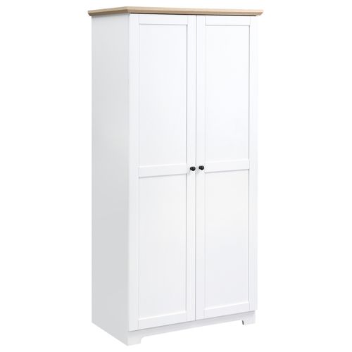 Elegant 172cm White Wooden Storage Cabinet with 4 Shelves & 2 Doors