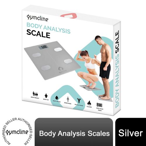 Gymcline Advanced Body Analysis Scale - Precision BMI, Calorie Guide, Silver