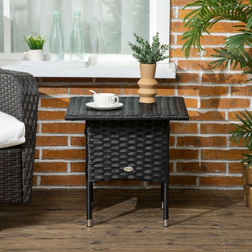 Durable PE Rattan Outdoor Coffee Table for Patio & Garden - Sleek Black Design