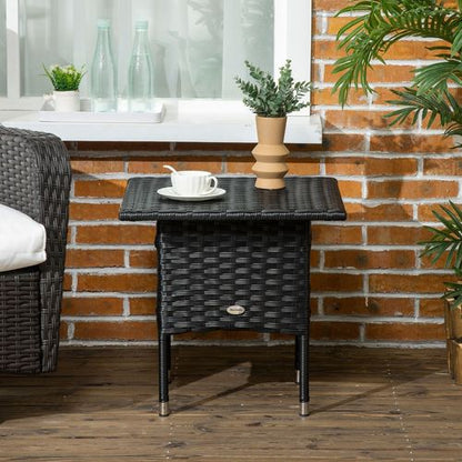Durable PE Rattan Outdoor Coffee Table for Patio & Garden - Sleek Black Design