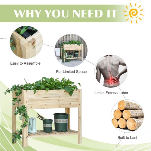 Wooden Raised Plant Stand Tall Flower Bed Box with Clapboard 100x40x84cm