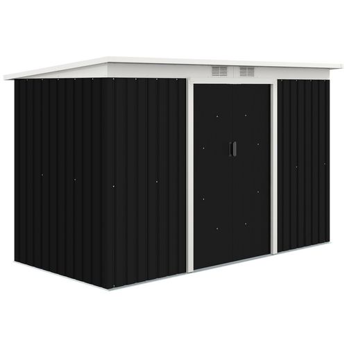 Outsunny 9x4 FT Galvanized Metal Garden Storage Shed with Double Doors