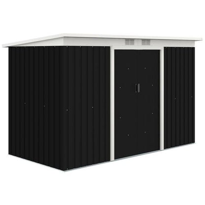 Outsunny 9x4 FT Galvanized Metal Garden Storage Shed with Double Doors