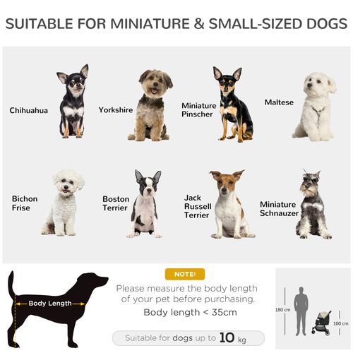 PawHut Khaki Pet Stroller: Ultimate Comfort for XS Dogs & Cats with Rain Cover