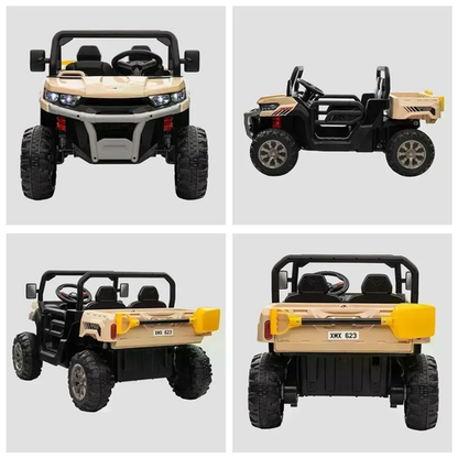 Ultimate Two-Seater Kids Electric Truck w/ Remote & Fun Features - Yellow