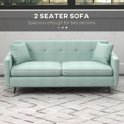 Modern HOMCOM 2-Seater Sofa: Stylish Fabric Couch with Wood Legs & Cushions