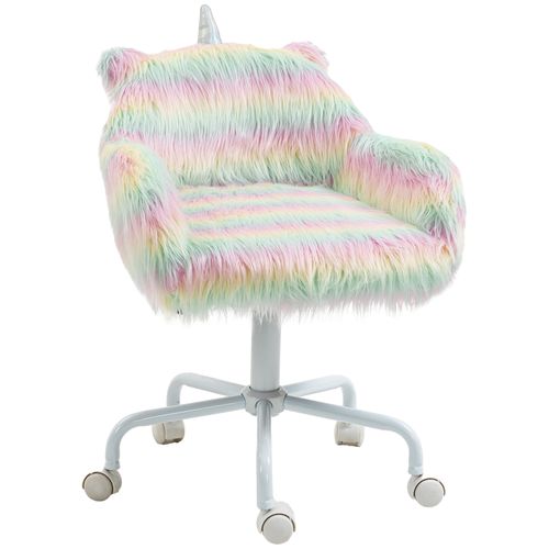 Vinsetto Unicorn Desk Chair - Fluffy Faux Fur Home Office Chair with Armrests