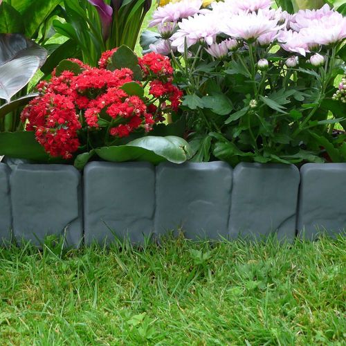 Elegant Grey Stone Effect Lawn Edging - 5M Set of 20 | Pukkr