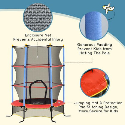 HOMCOM Kids Trampoline with Safety Enclosure – Fun and Secure Bouncing!