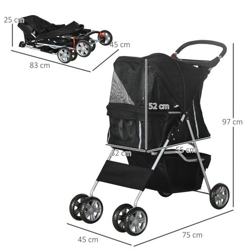 Deluxe Foldable Pet Stroller – Comfort & Style for Dogs and Cats on the Go!